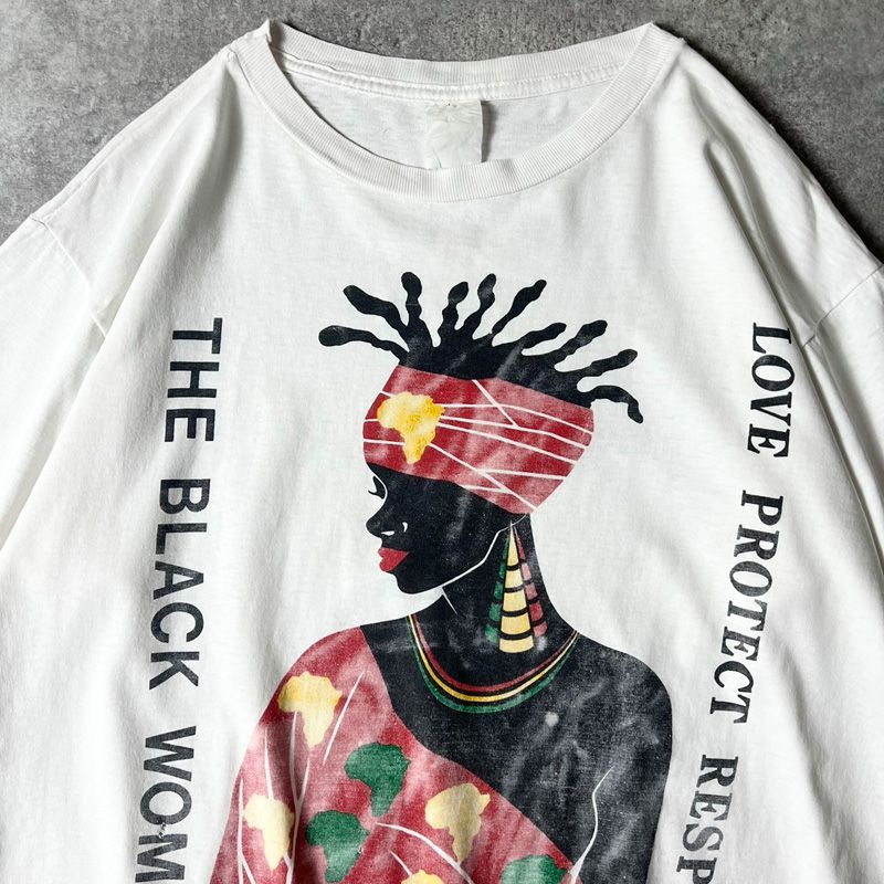 90s ブラックカルチャー アフリカ ラスタカラー アート プリント 半袖