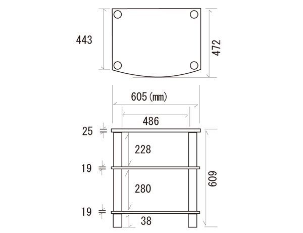 喜び Hi03DS 幅605mm奥行472mm 棚板ダークチェリー支柱シルバーHi03シリーズ オーディオラック Sound Magic サウンドマジック 送料無料！