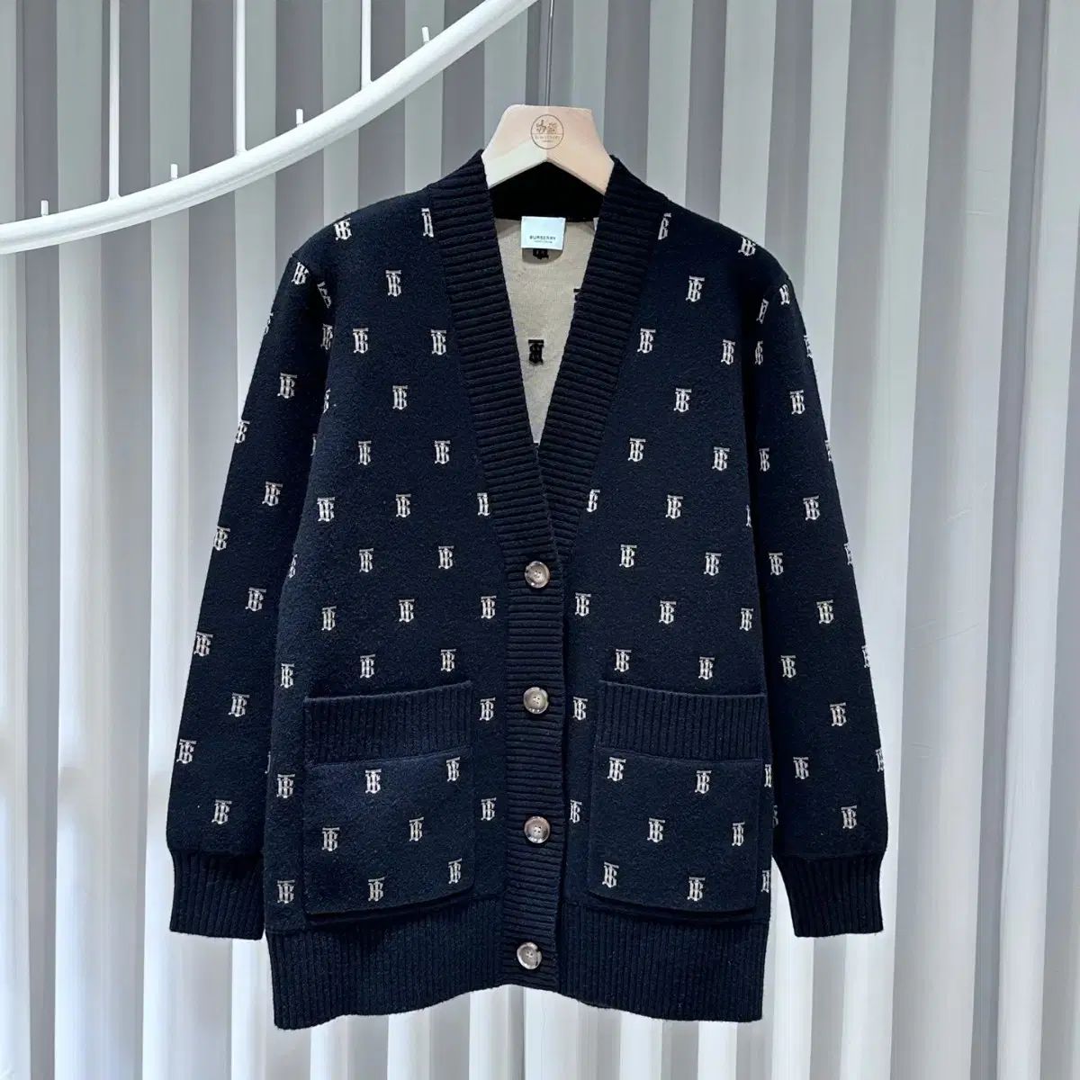 S BURBERRY バーバリー TB ロゴ カシミア カーディガン