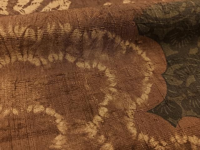 平和屋着物○伝統工芸士 七代目 吉澤与市 本真綿結城紬 絞り 型染め  