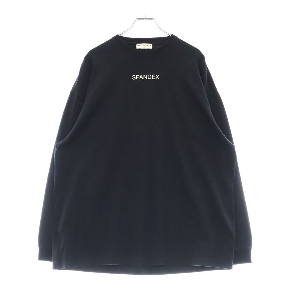 BALENCIAGA バレンシアガ SPANDEX LOGO L|S TEE スパンデックスプリント コットンストレッチ クルーネック 長袖Tシャツ カットソー ブラック 470125 TVK09