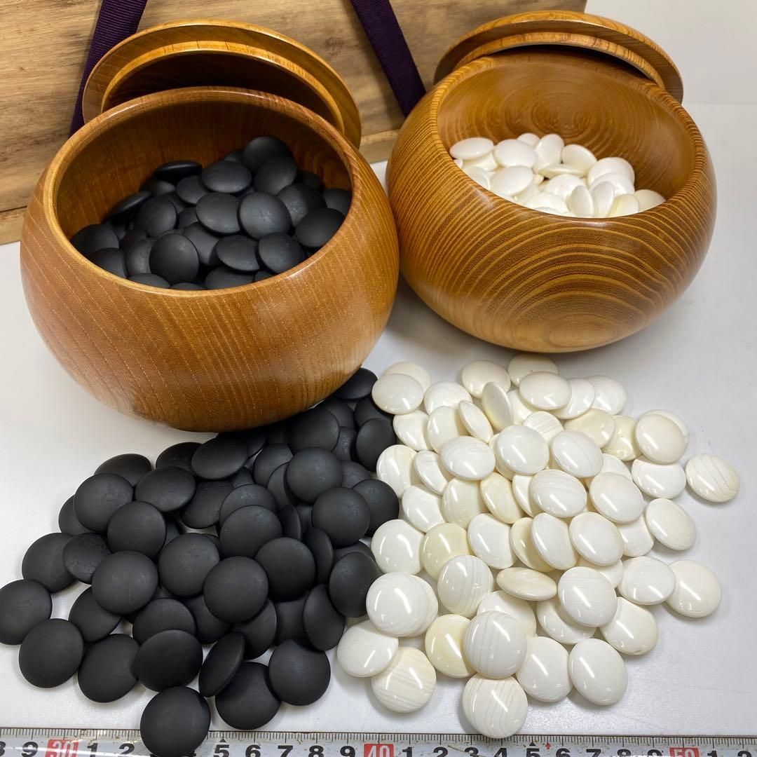 本蛤石 那智黒 碁石セット 共箱 黒182点 白178点 東Y6-0826