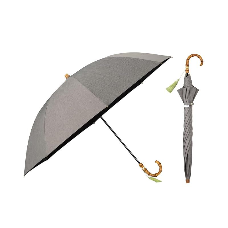 2025 最強の日傘 日傘 UVO ウーボ 60cm 無地タッセル グレー 遮光率 UVカット率 UPF50＋ 晴雨兼用 耐風 遮熱 長傘 60cm 大きい 通勤 通学 旅行 オシャレ 可愛い 女性 レディース UVO60S-27