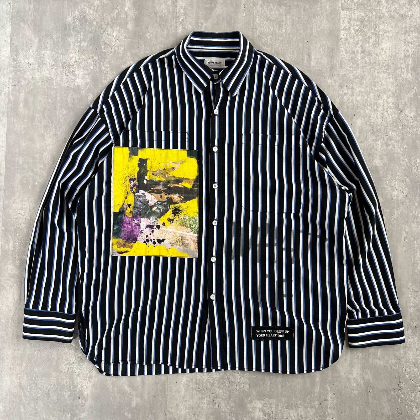 guernika ゲルニカ アートパッチ 落書きデザイン オーバーサイズストライプシャツ Fサイズ 19S-1SHL069-RF