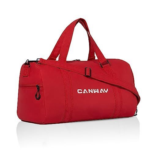 レッド CANWAY スポーツバッグ メンズ レディース ボストンバッグ ジムバック 大容量 防水 乾湿分離 シューズ収納 旅行バッグ 機内持ち込み適用 ダッフルバッグ アウトドア 修学旅行用途 耐久