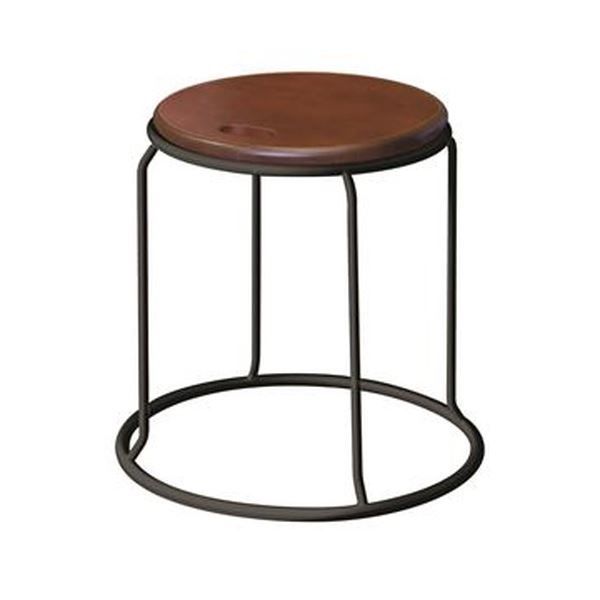 スツール オットマン 幅415mm ダークブラウン×ブラック スチール 完成品 1脚販売 リビング ダイニング 在宅ワーク