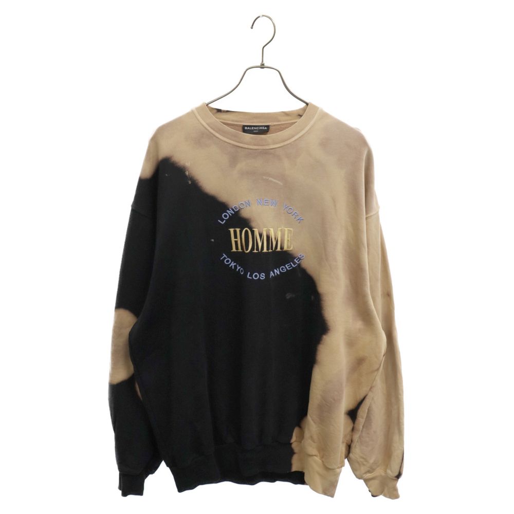 BALENCIAGA (バレンシアガ) 17AW Oversize Bleach Homme Sweater 486095 TWK44  ブリーチ加工HOMME刺繍オーバーサイズスウェット トレーナー ブラック/ブラウン - メルカリ