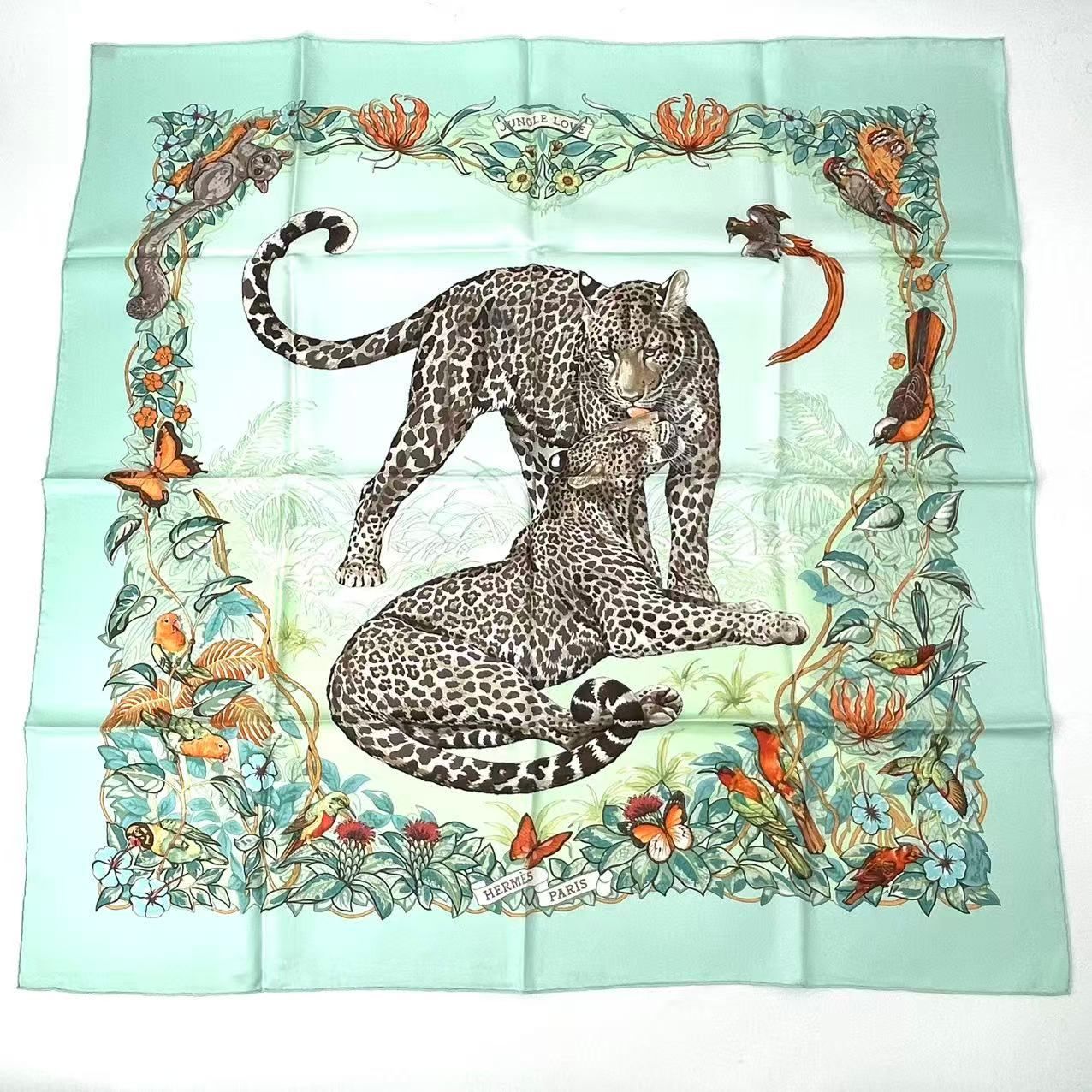 HERMES エルメス スカーフ カレ90 DIP DYE ディップ ダイ JUNGLE LOVE ジャングルラブ シルク グリーン