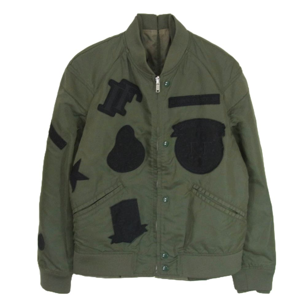 GOLDEN GOOSE ゴールデングース DELUXE BRAND リバーシブル フライトジャケット ワッペン MA-1 ブルゾン カーキ系 XS【中古】