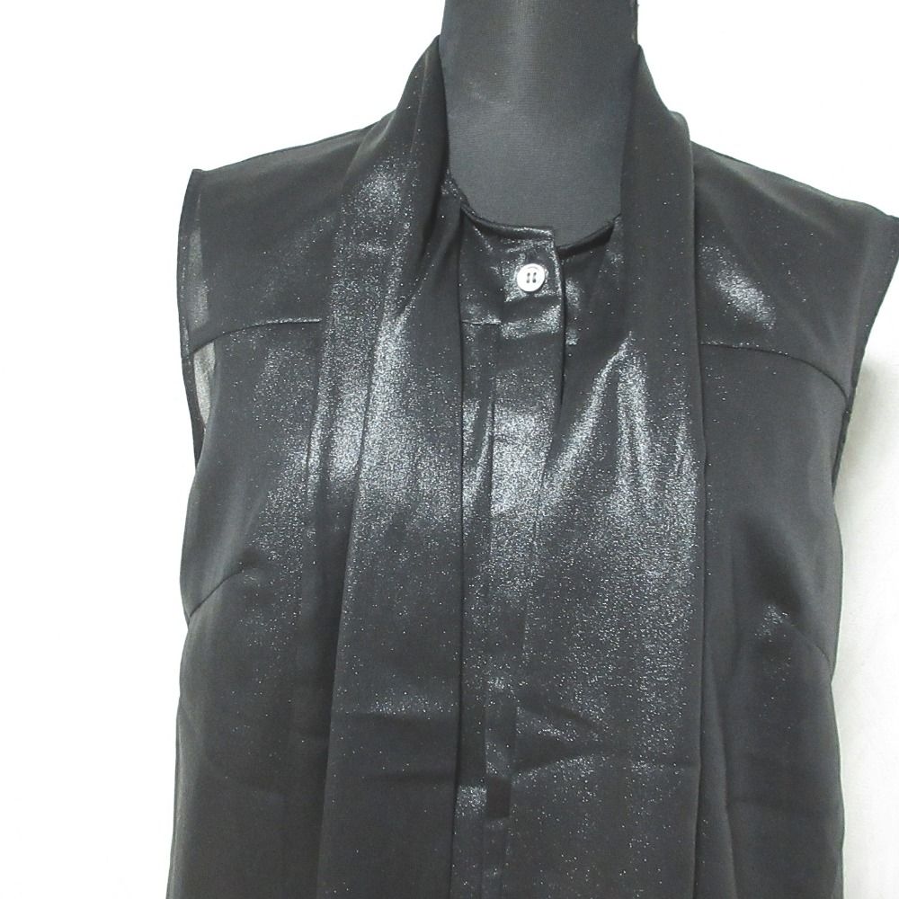 未使用 24AW GRACE CONTINENTAL グレースコンチネンタル チンツボウタイノースリーブブラウス 0124341013 36 ブラック レディース 古着 中古 trim_ofgrc_item64345b74270711e