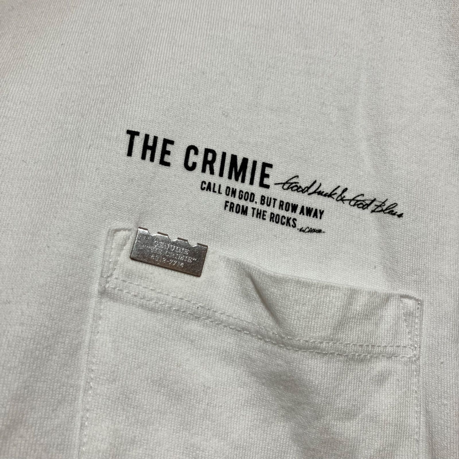 CRIMIE クライミー ロングスリーブ ポケット Tシャツ ロンT 長袖 トップス ポケT  L ホワイト 白 メンズ SG164-35