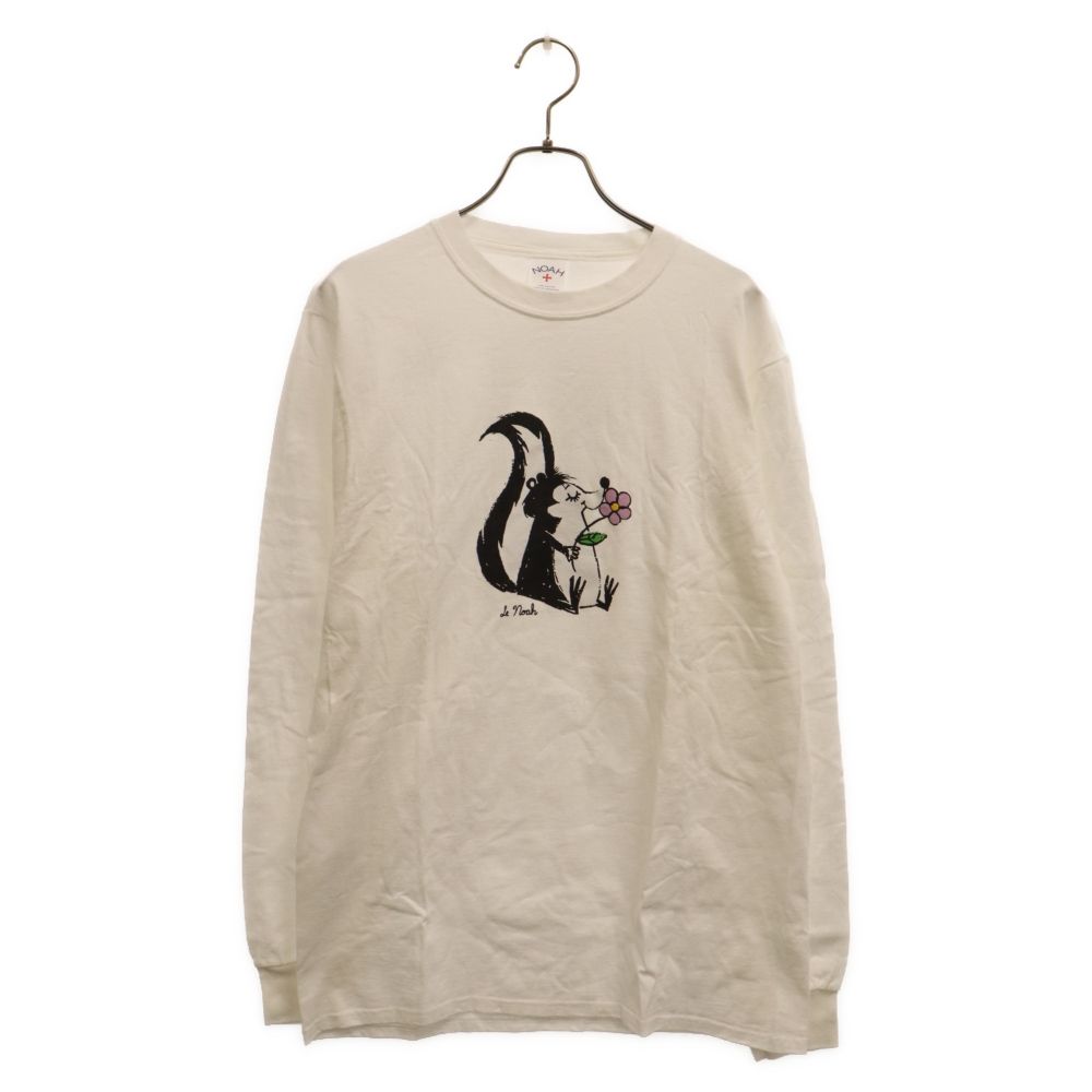 NOAH (ノア) コットン プリント 長袖 Tシャツ カットソー ホワイト 24-070-122-0017-1-0