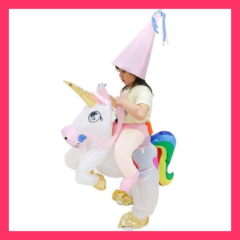 売れ筋 ユニコーン コスプレ エアー 着ぐるみ 子供用 ハロウィン インフレータブルコスチューム LED 光る 膨らむ 仮装 変装 パーティー グッズ 男の子 女の子