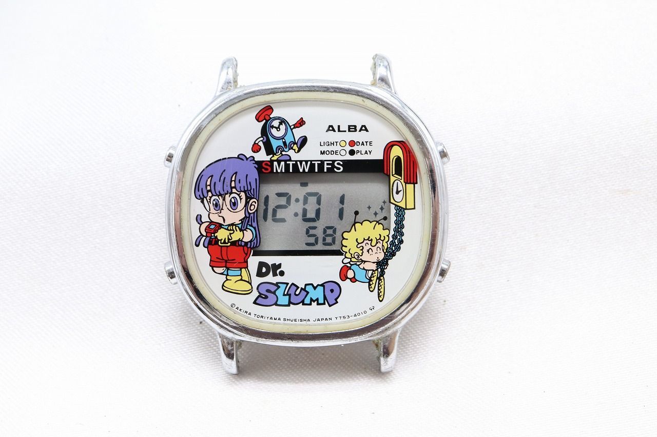 W260-56 超 動作品 電池交換済 SEIKO ALBA セイコー アルバ Dr.スランプ アラレちゃん デジタル 腕時計 フェイスのみ Y753-4030