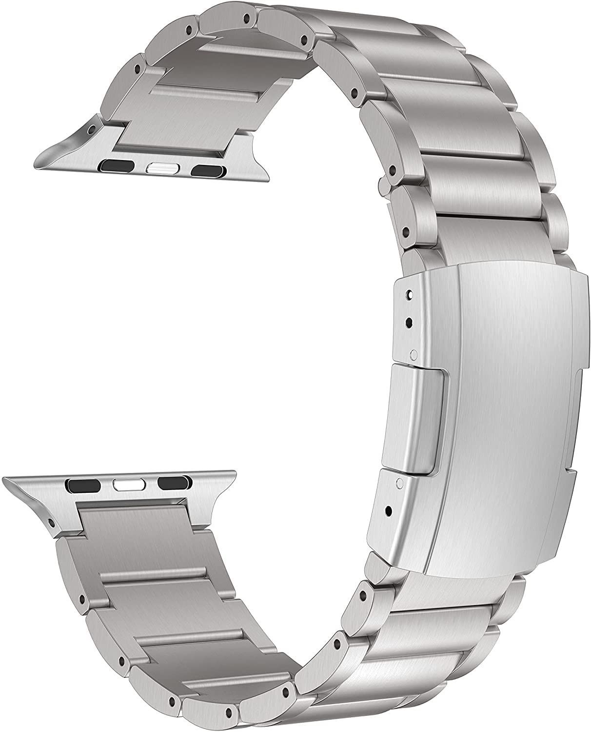 【在庫処分】(45mm/44mm/49mmシルバー) 2/SE/8/7/2023に対応 9/Ultra Watch チタンバンド、金属ベルトトータスバックル付き、Apple MaKTech