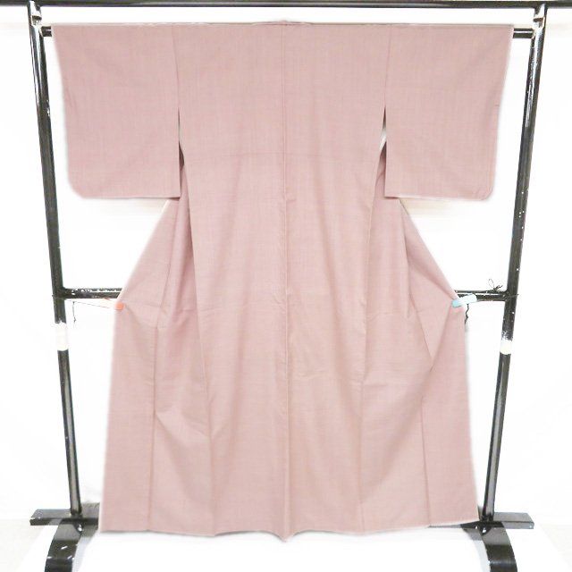 特選 結城紬 着物 リサイクル 正絹 袷 カジュアル 薄紅色 身丈160cm 裄63.5cm M きもの北條 A1282-9