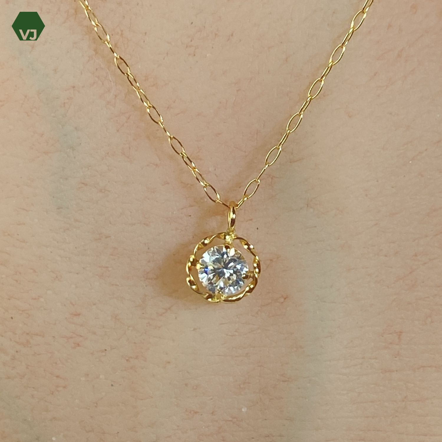 31-22】一粒ダイヤモンド ネックレス D0.20ct【中古】【K18YG】【40cm 