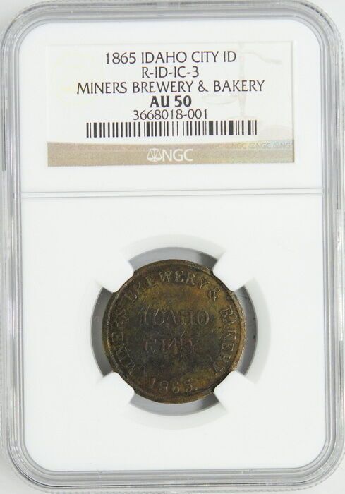 1865 ID City Miners Brewery Bakery 25 Cent Certified NGC Token Coin AU50 R7