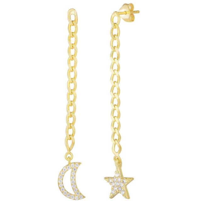 【送料無料】 Sunkissed Sterling レディース ピアス・イヤリング アクセサリー Sunkissed Sterling Cubic Zirconia Sun & Moon Drop Earrings Gold Tone