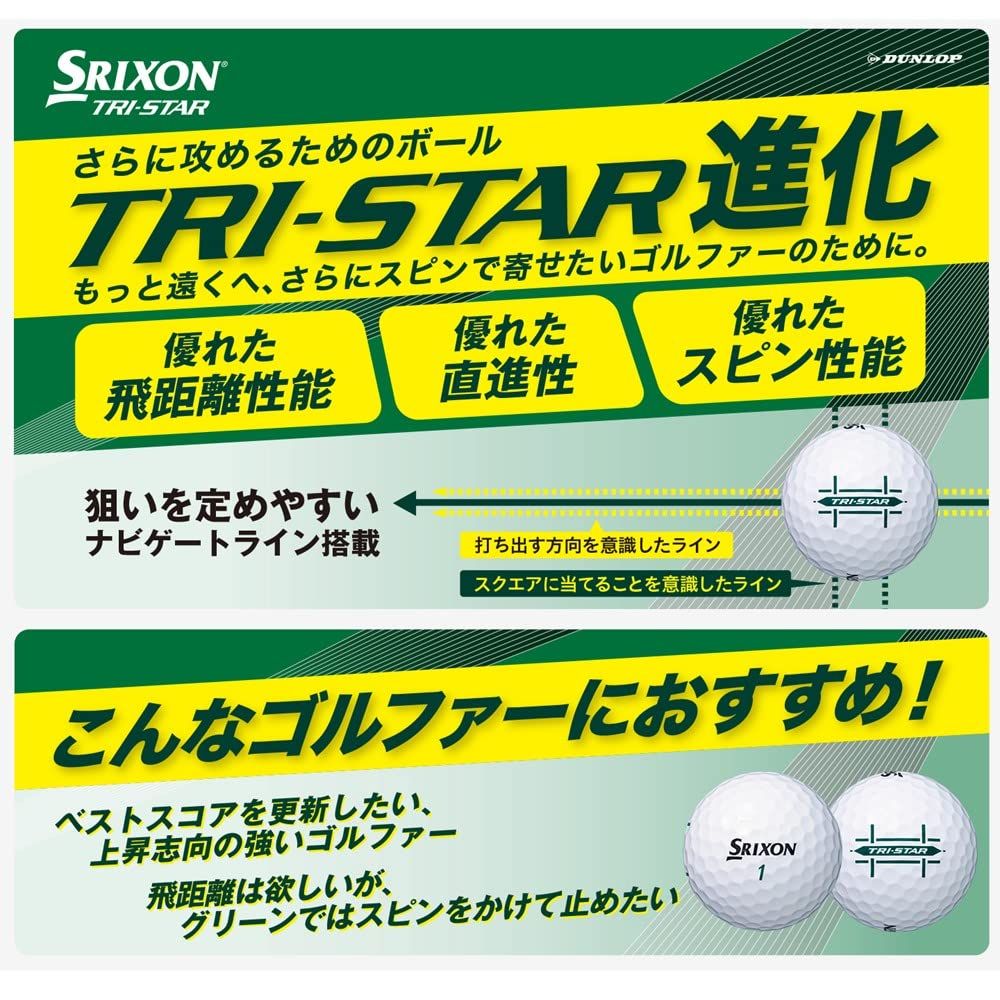 DUNLOP ダンロップ ゴルフボール SRIXON TRI-STAR 2022年モデル 1ダース(12個入り) ホワイト ゴルフボール SRIXON ダンロップ 2021年 LADY 36個入り
