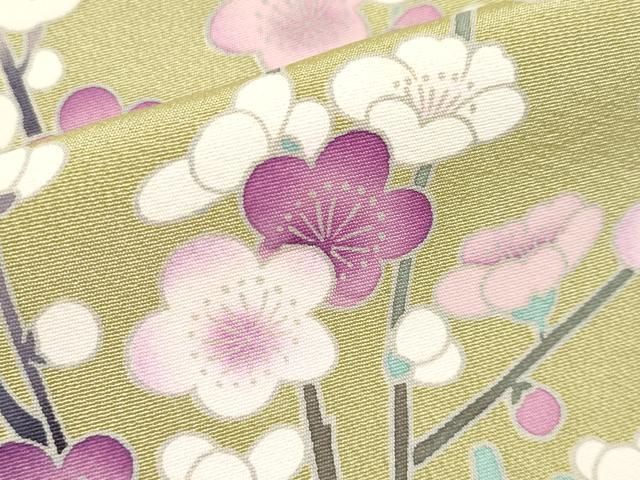 平和屋着物□極上 京加賀友禅 松本健一 訪問着 松 梅 椿 抹茶色地 逸品  