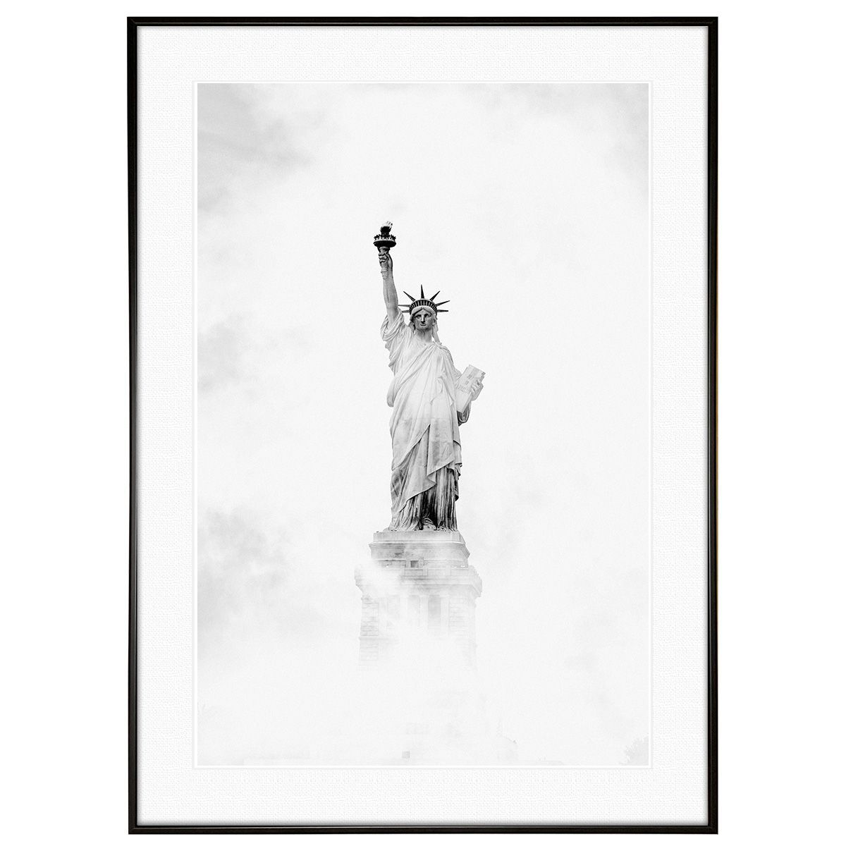 アメリカ写真 ニューヨーク 霧の中の自由の女神 インテリアアートポスター写真額装 AS0855
