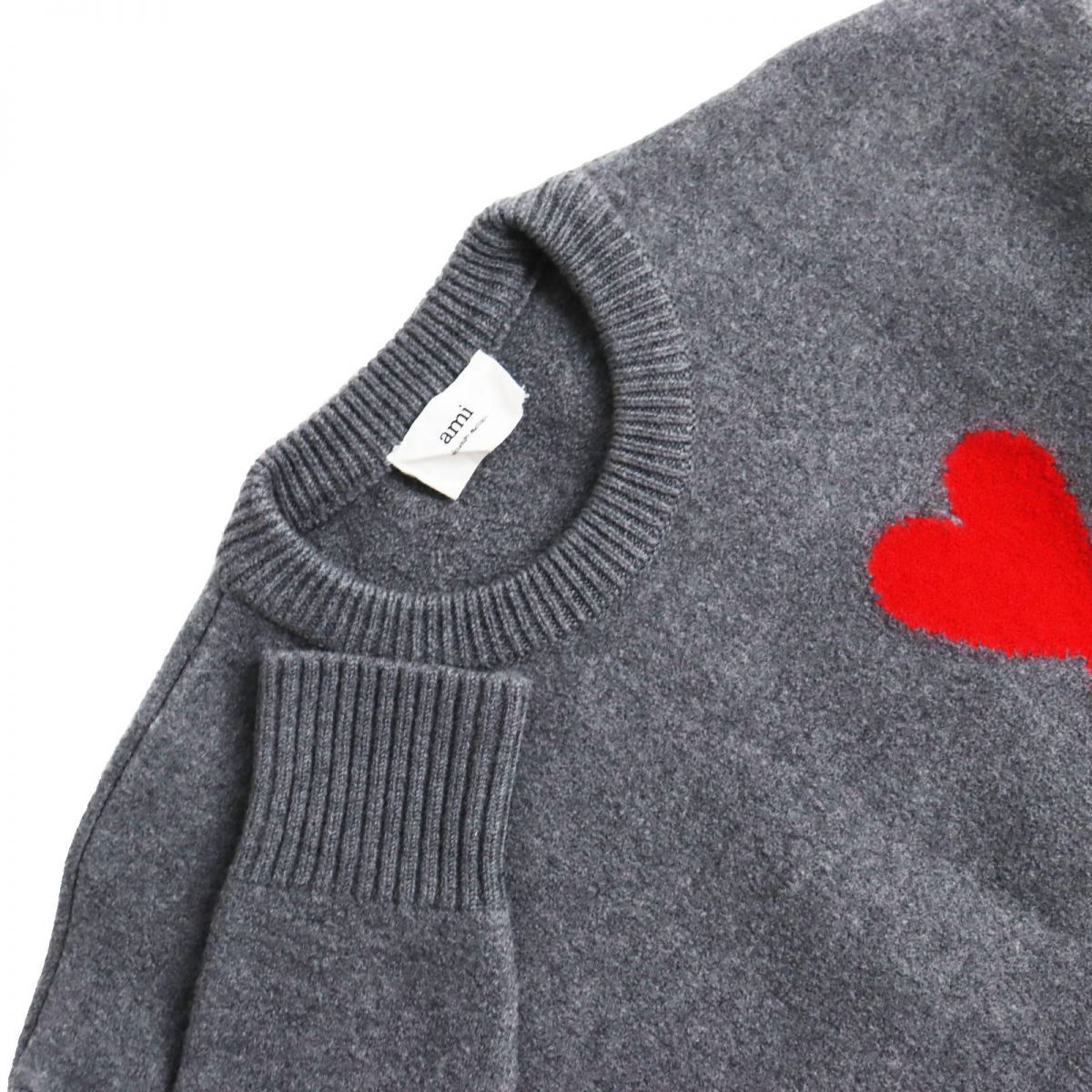 AMI PARIS アミパリス グレー レッド ハートニット セーター M 新品