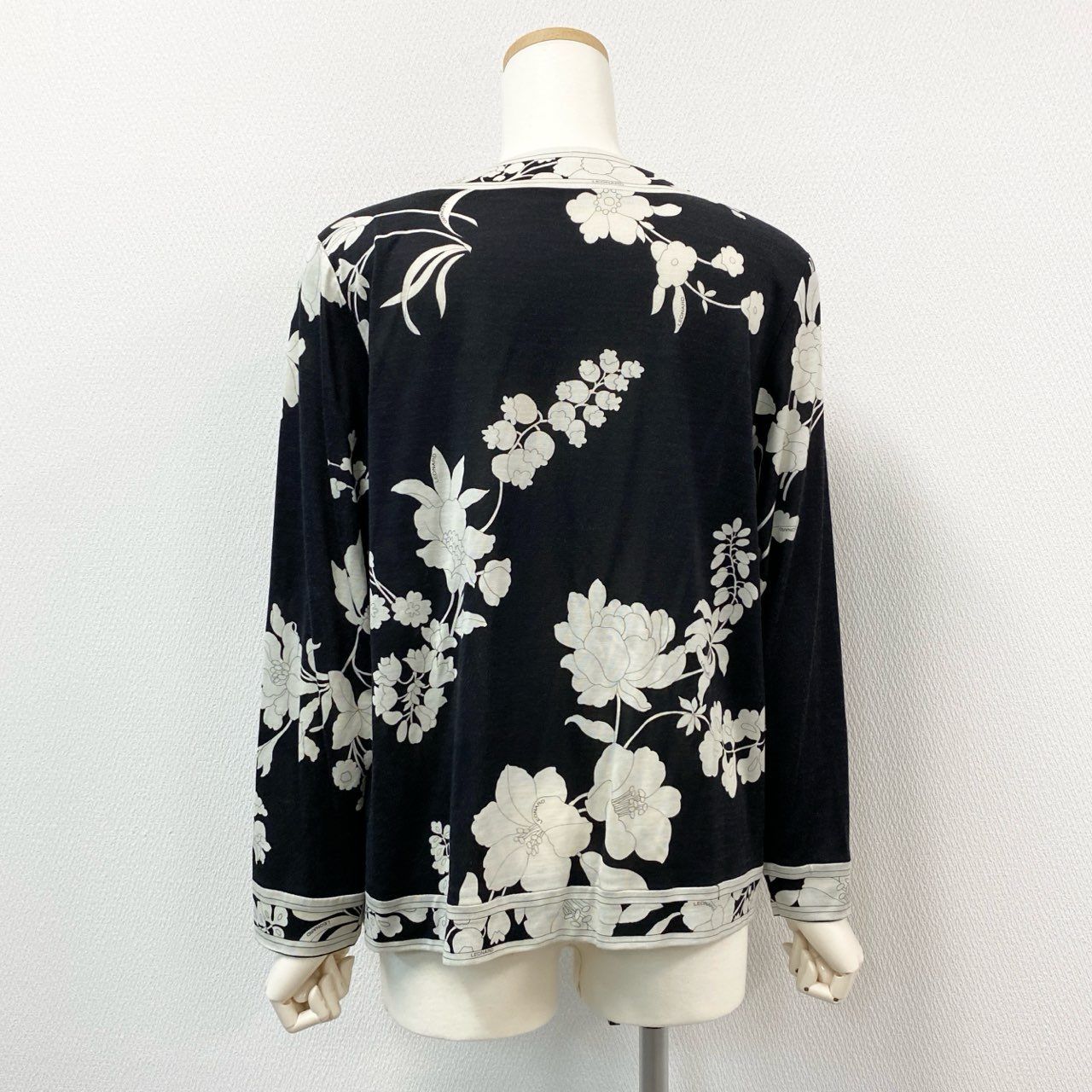 84i10 LEONARD レオナール 長袖ニットカーディガン 花柄カーディガン