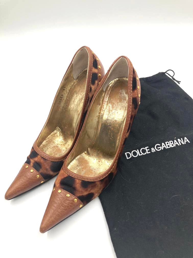 DOLCE&GABBANA レディース パンプス ハラコ ヒョウ柄 レオパード