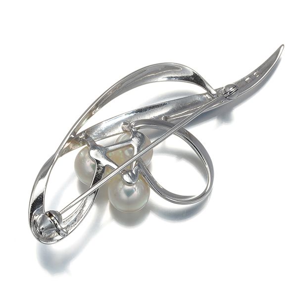 【美品】ミキモト　パール　ブローチ　シルバー　コサージュ ミキモト ブローチ パール 真珠 6.8-7.2mm シルバー #170851