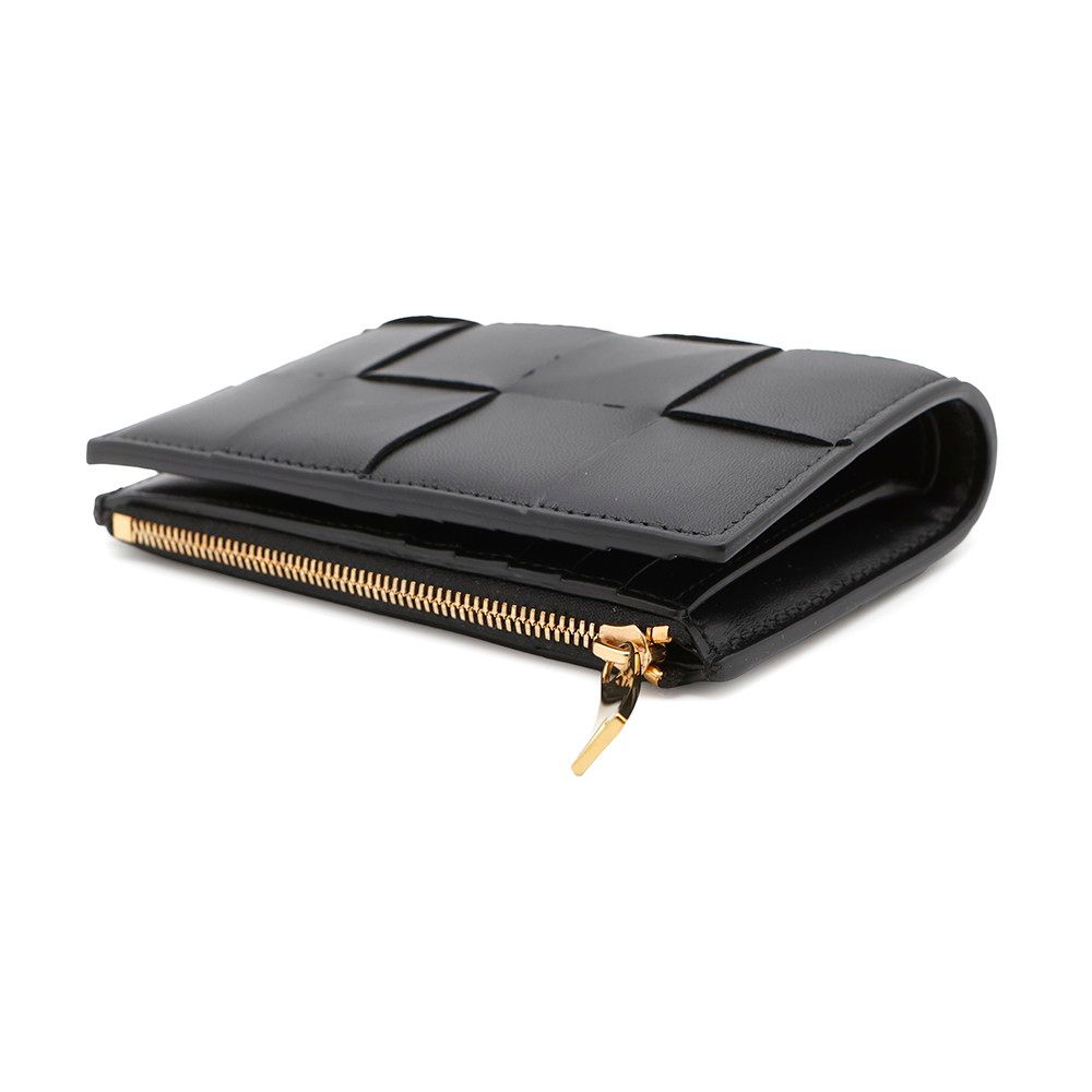 BOTTEGA VENETA マキシイントレチャート 二つ折り財布 黒 レザー ボッテガヴェネタ 二つ折り財布 マキシ イントレチャート 667130