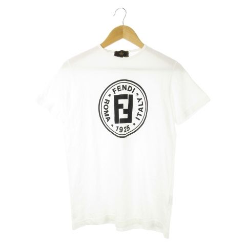 美品✨FENDI フェンディ Tシャツ サークルロゴ 半袖 ホワイト フェンディ FENDI maglio Tシャツ クルーネック 丸首 半袖