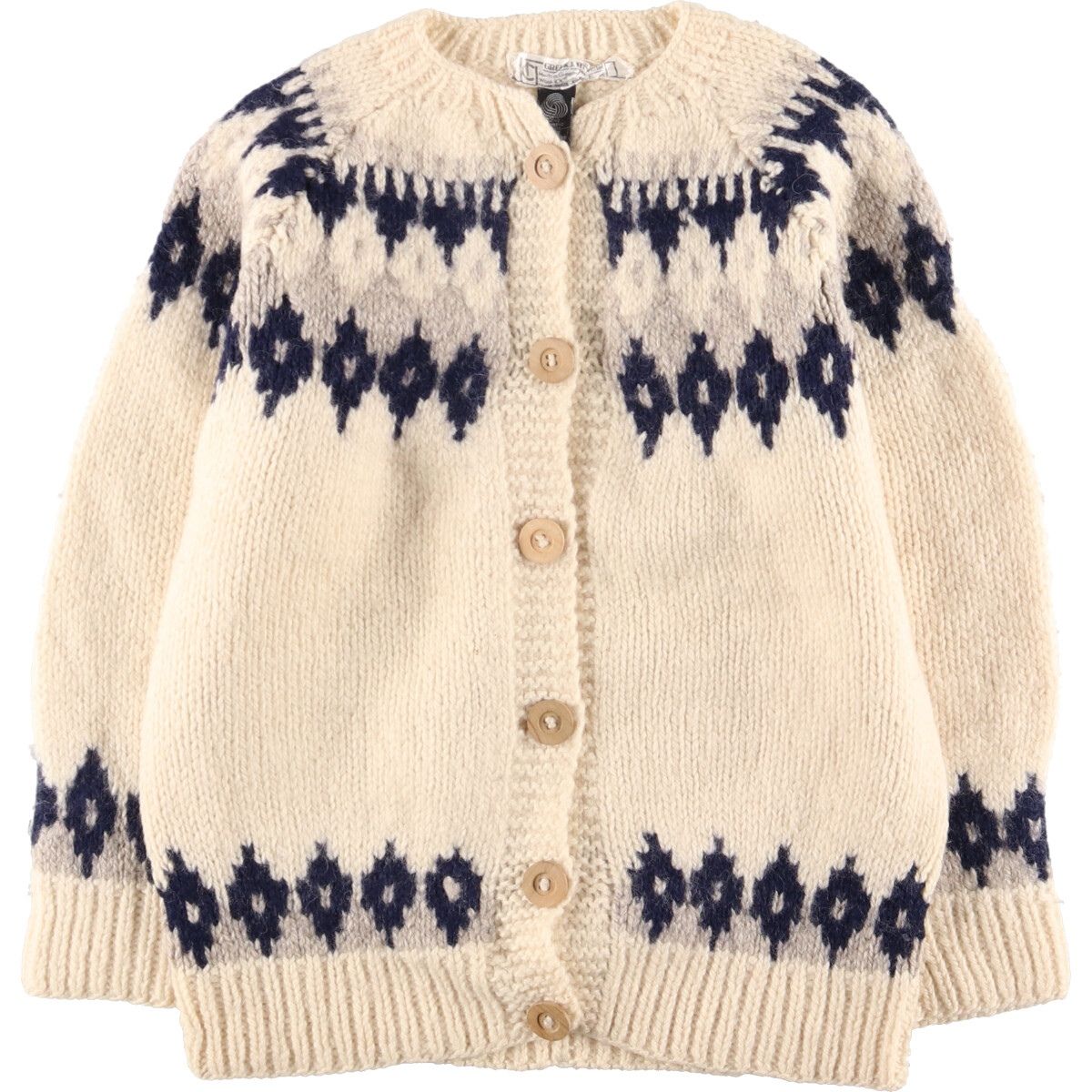 古着 GREEK KNITWEAR ノルディック ウールニットカーディガン レディースM/eaa383485