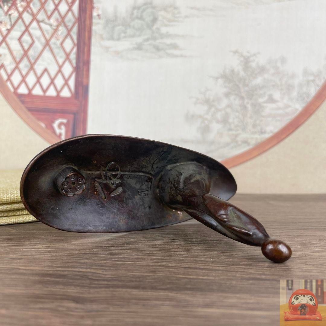 銅細工 一葉成仏の香挿 香炉 香道具 装飾品 工芸品 美術品 置物