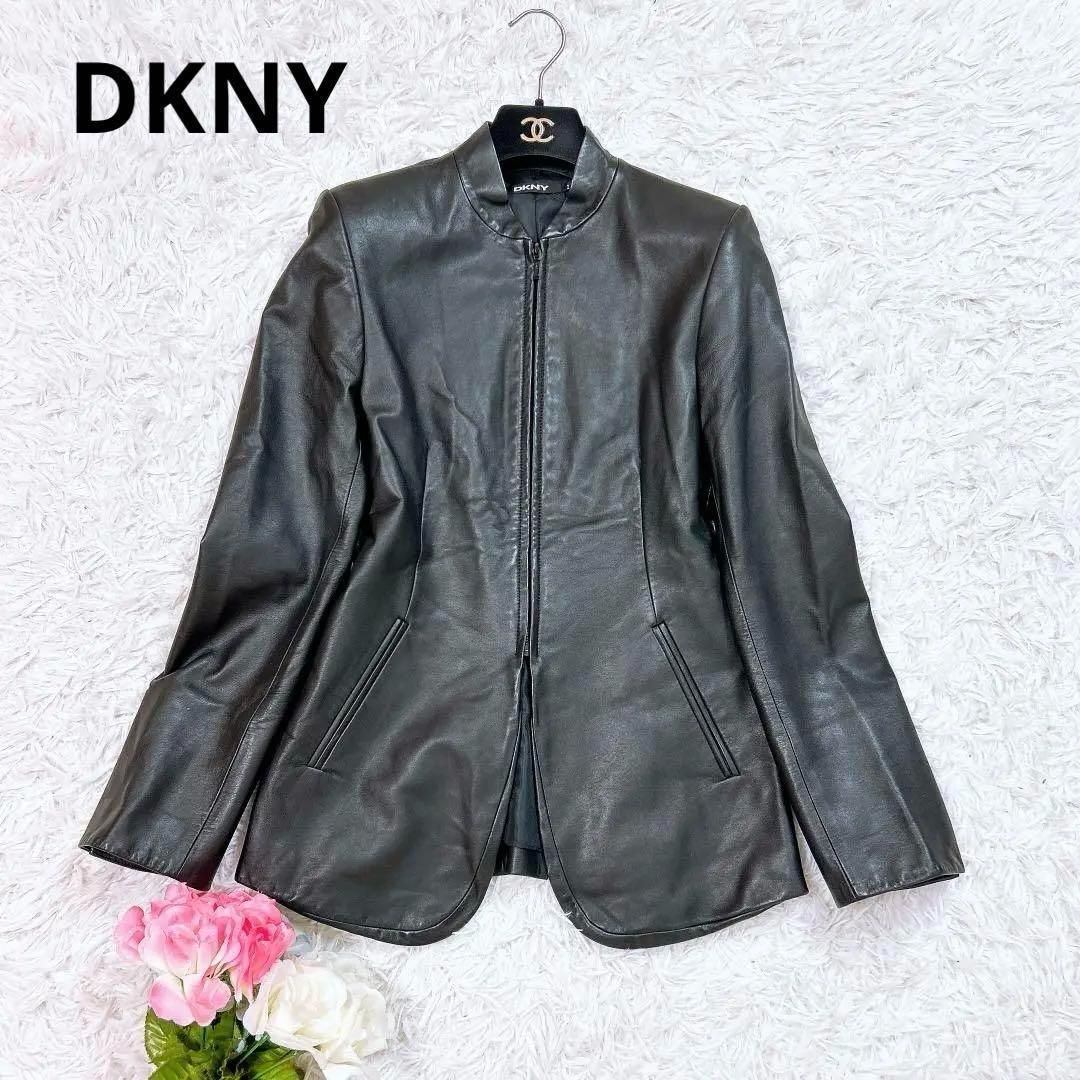 DKNY ダナキャラン 羊革 ラムレザージャケット ジップアップ ２