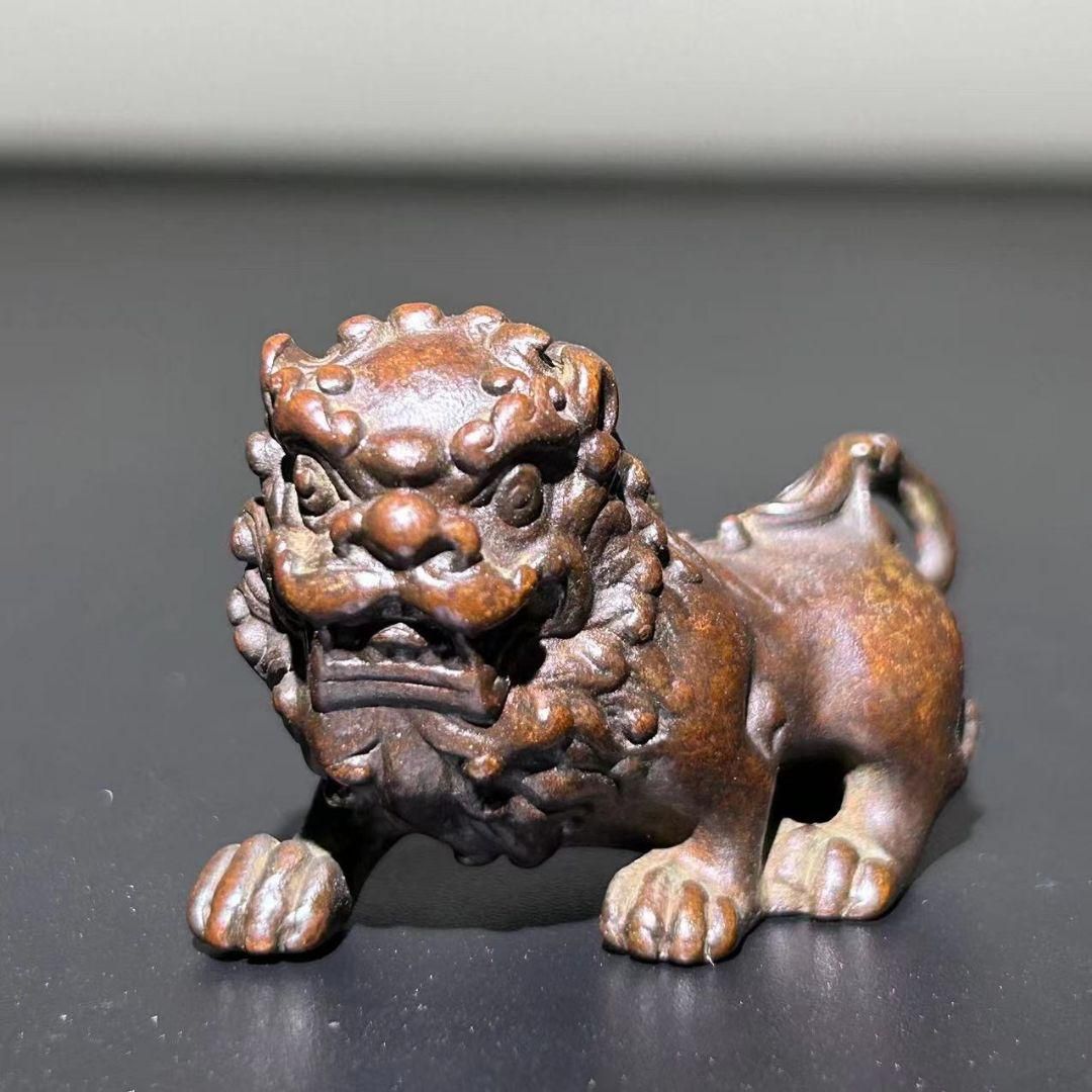 銅製 万事如意獅子 茶台茶寵 筆架 文鎮 文房具 装飾品 工芸品