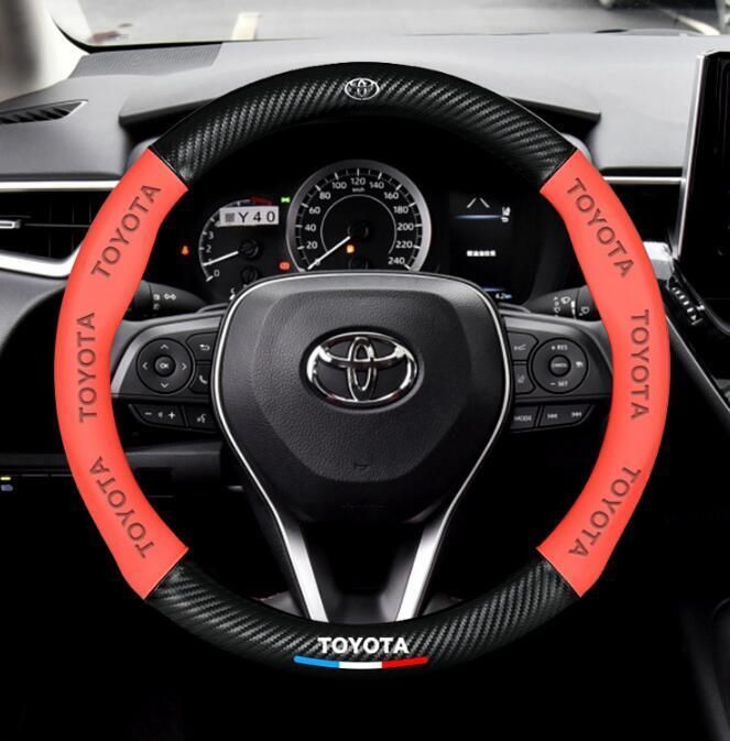 トヨタ専用 ハンドルカバー ステアリングカバー 円型 本革 カーボン トヨタ専用 ハンドルカバー ステアリングカバー 円型 本革 カーボン調