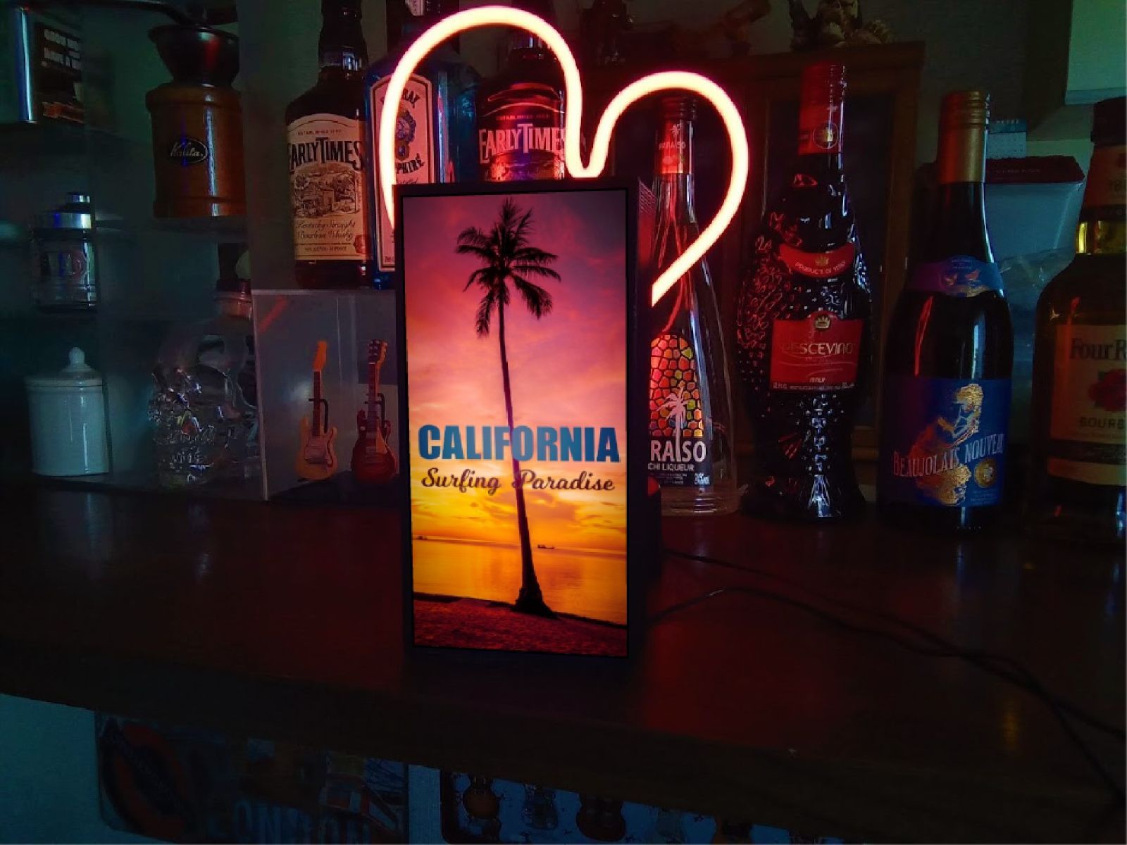 カリフォルニア サーフビーチ 写真 フォト 看板 置物 雑貨 LEDライト