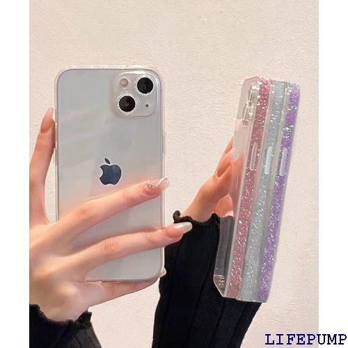 saymis きらきら グリッター おしゃれ 韓国 iPhone15 ケース 綺麗なキラキラケース ラメ 透明 クリア 可愛い iPhone15 pink 1750