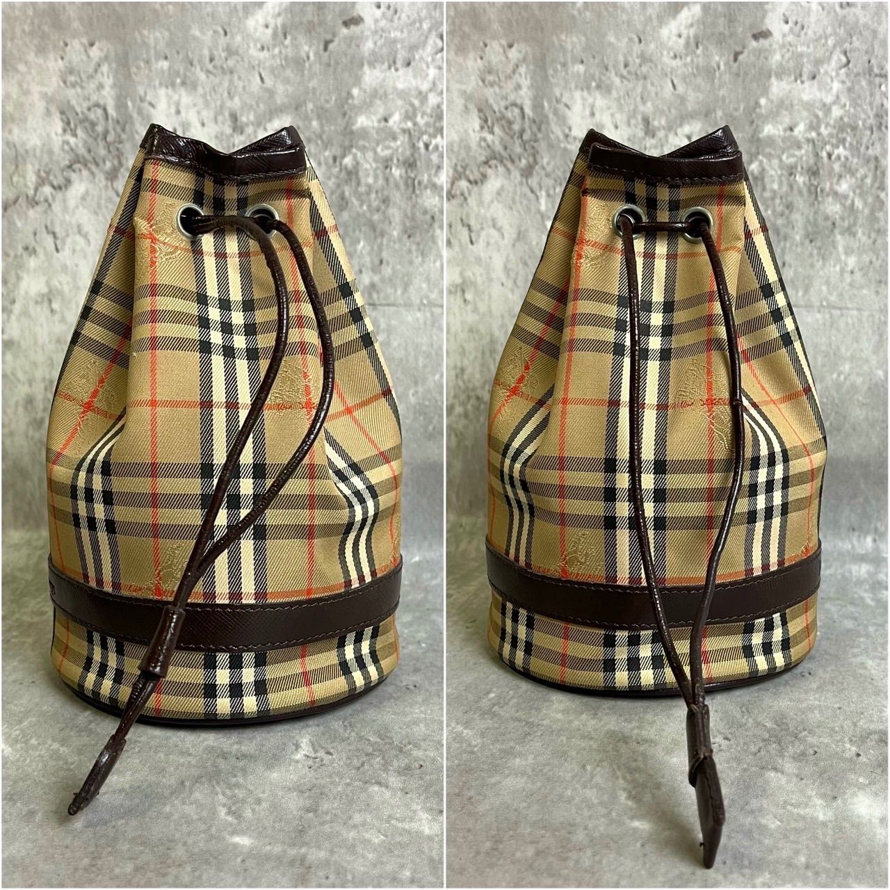 ✨良品✨ BURBERRY バーバリー 巾着 ポーチ ハンドバッグ ノバチェック