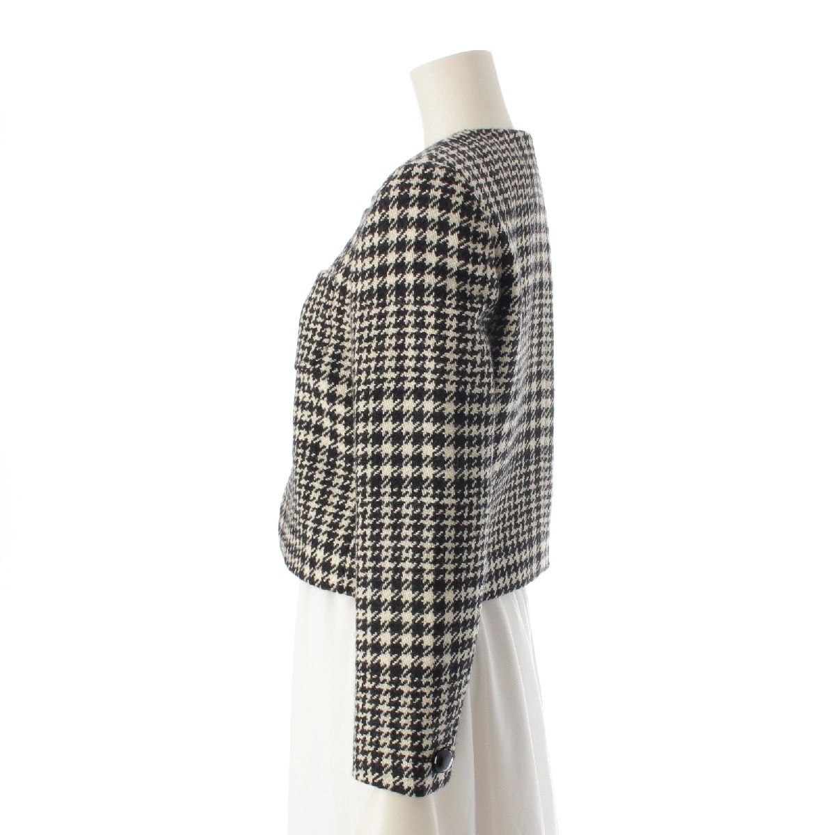 セリーヌ 24AW ウール×ナイロン グレンチェック ツイード ノー