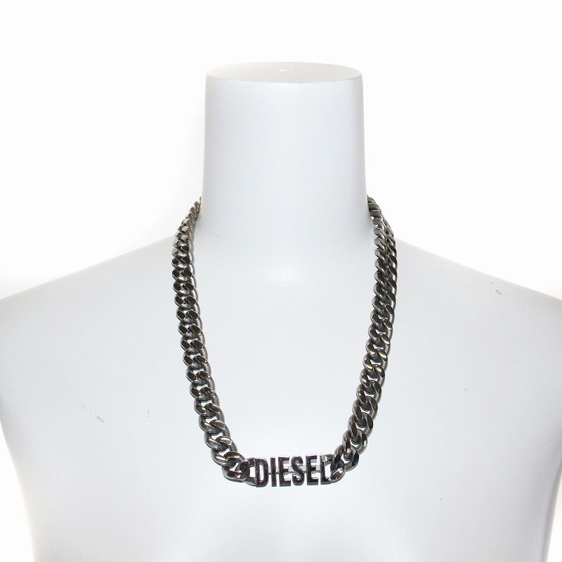 ディーゼル DIESEL ネックレス 喜平チェーン ロゴ シルバーカラー
