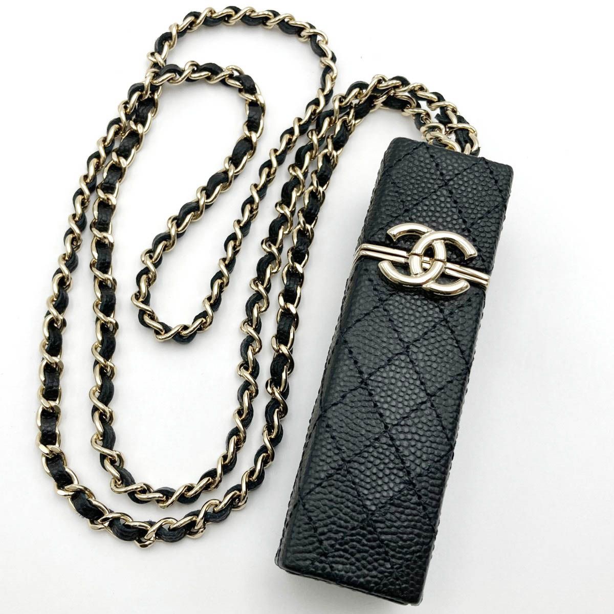 超美品 CHANEL シャネル リップケース チェーン ネックレス