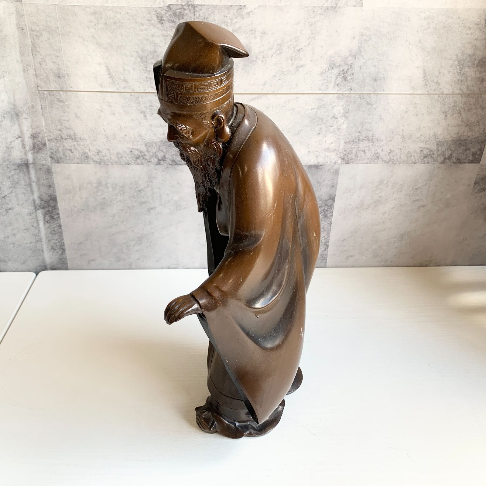 福禄寿 仙人 老人 中国 人物像 金属製 峰作 赤銅色 縁起物 めでたい