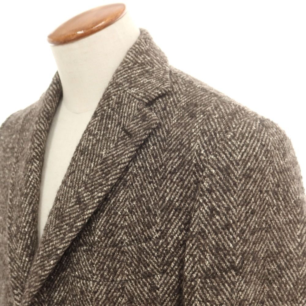 ルイジ ボレッリ Luigi Borrelli TORINO シルク混 チェスターフィールドコート ブラウン サイズ46 メンズ