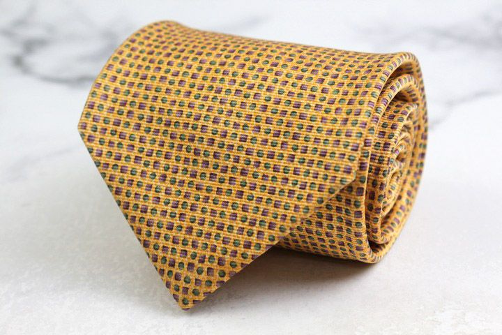 ブルガリ ブランド ネクタイ シルク 小紋柄 総柄 ドット柄 ワイドタイ