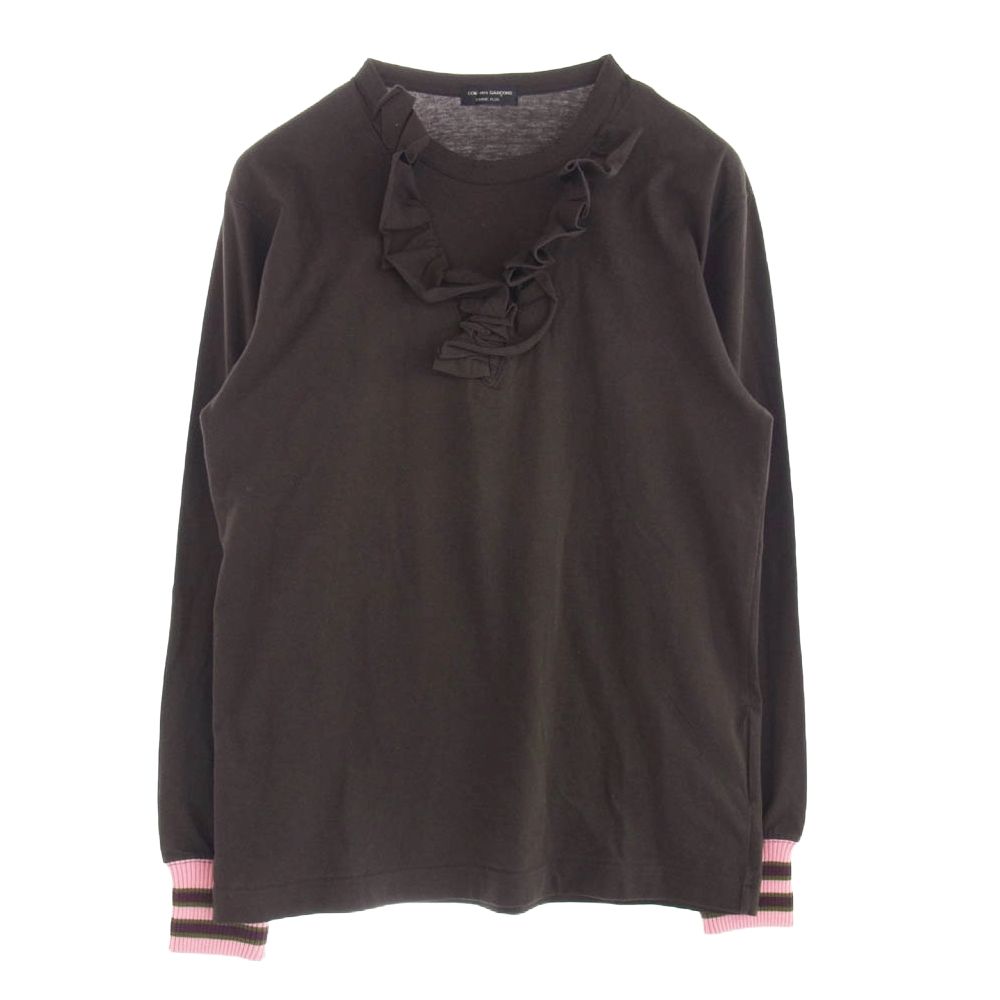 COMME des GARCONS HOMME PLUS コムデギャルソンオムプリュス AD2004 PN-T017 カラー切替 フリル カットソー 長袖 モスグリーン系【中古】