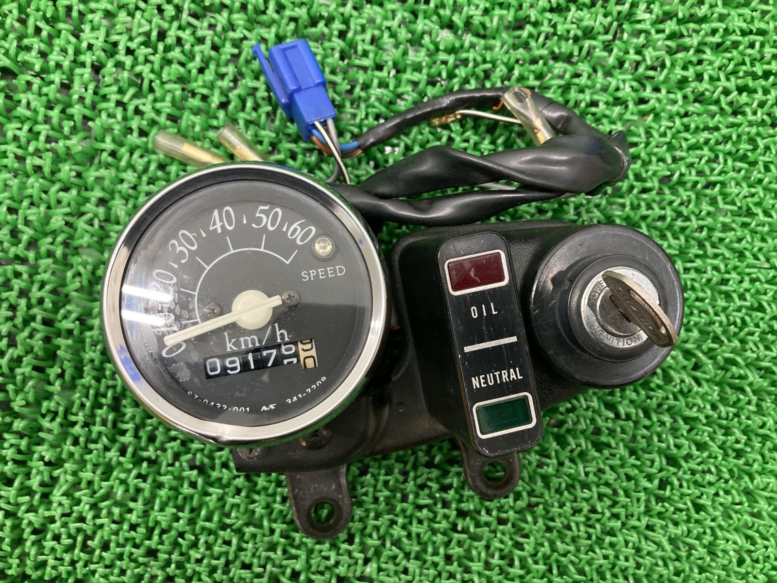 コレダ50 メーター 341-2209 スズキ 純正 バイク 部品 K-50 スピードメーター キーシリンダー 鍵付き ペイント素材に 車検 Genuine