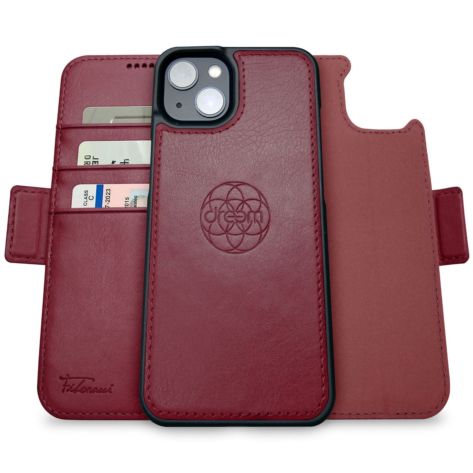 数量 財布型ケース Apple フィボナッチ Fibonacci 2イン1 iPhone 14 Plus用 - ヴィーガンレザー製 マグネット着脱式 Dreem 耐衝撃 携帯電話ケース RFIDカード保護機能 2通りに使えるフリップスタンド付き -