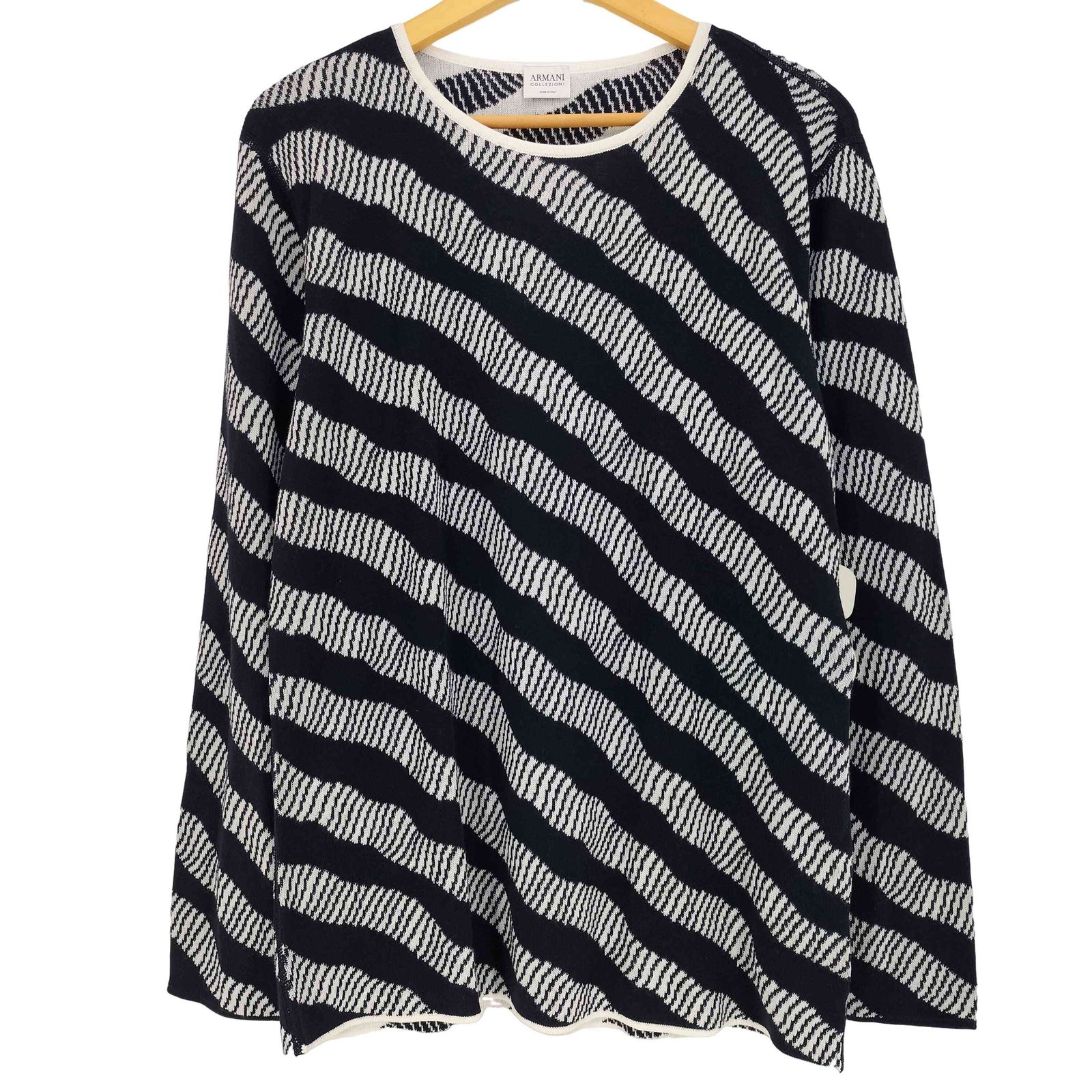 【美品】 アルマーニ コレッツォーニ ニット プルオーバー サマーニット アルマーニコレツィオーニ ARMANI COLLEZIONI イタリア製 斜めボーダー